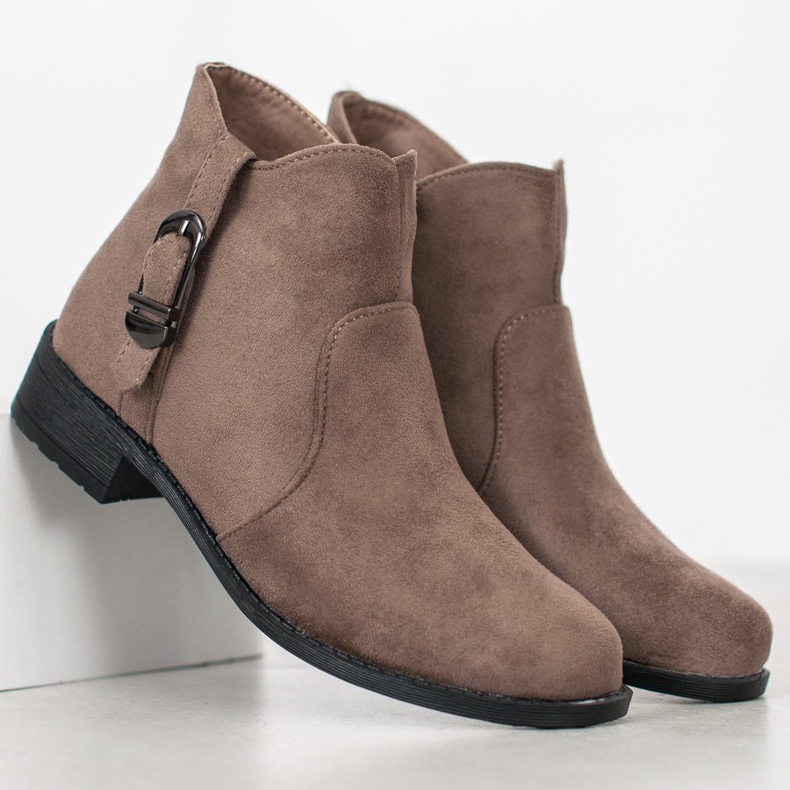 Small Swan Cizme bej din piele intoarsa 1