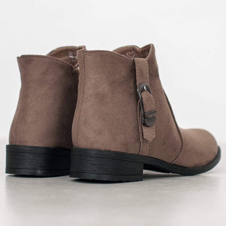 Small Swan Cizme bej din piele intoarsa 2