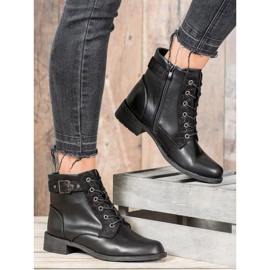 Small Swan Ghete clasice cu dantelă negru 2