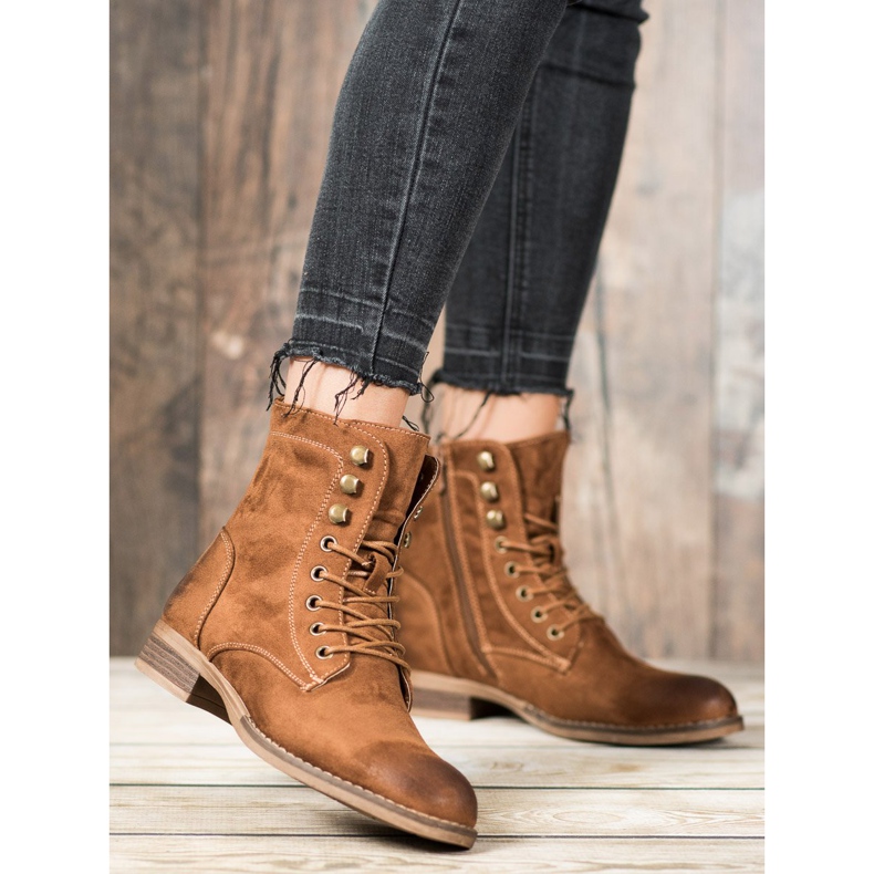 Goodin Trappere elegante din piele de căprioară maro 1