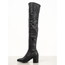 SHELOVET Cizme peste genunchi din piele ecologică negru 1