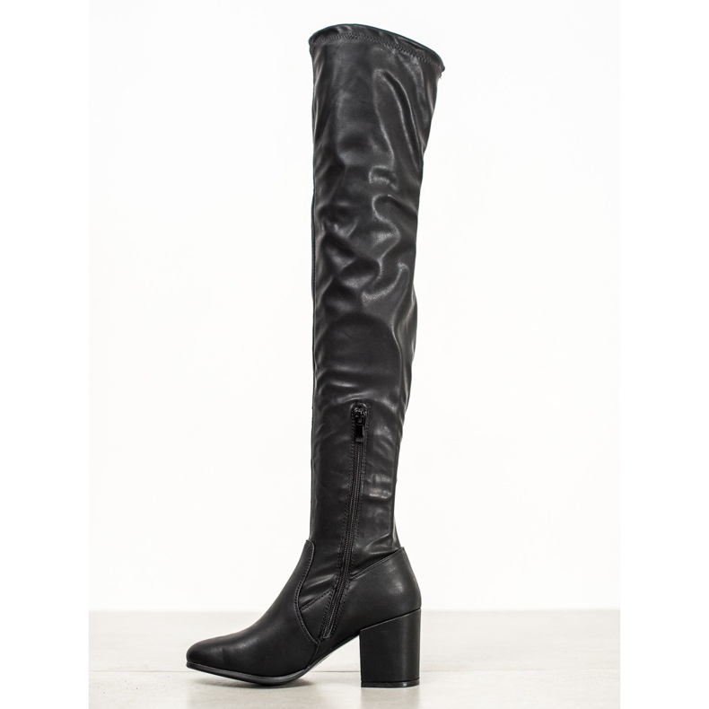 SHELOVET Cizme peste genunchi din piele ecologică negru 1