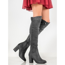 S. BARSKI Cizme din piele intoarsa cu model gri 1