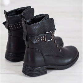 J. Star Cizme negre cu elastic negru 2