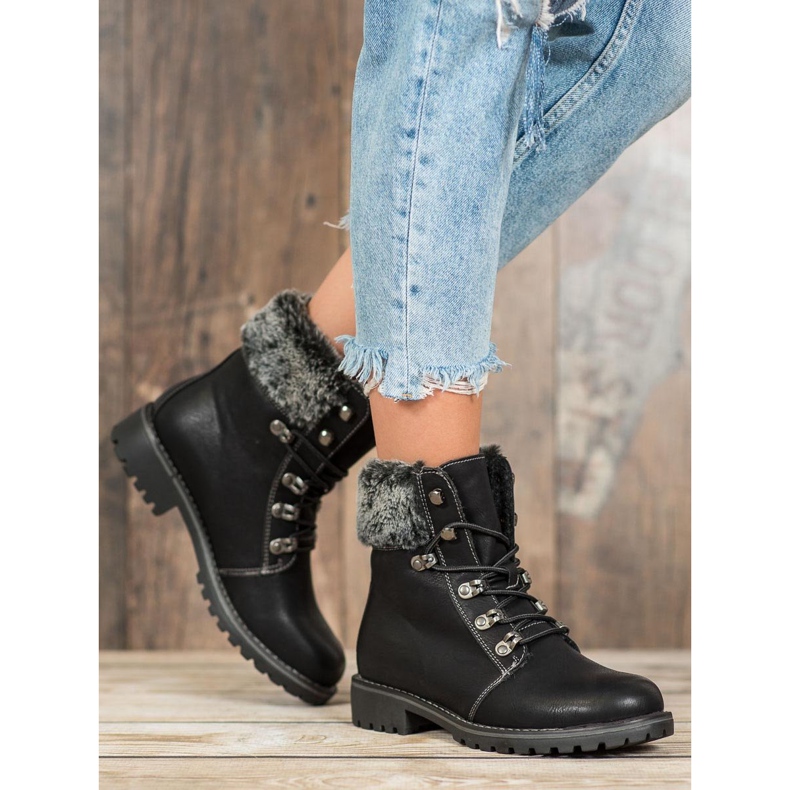 SHELOVET Capcani legați cu blană negru 1