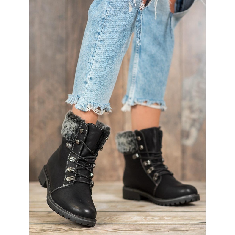 SHELOVET Capcani legați cu blană negru 2