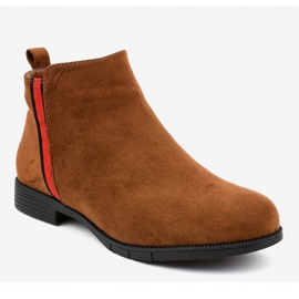 Cizme plate pentru femei, cu blană C08 maro 1