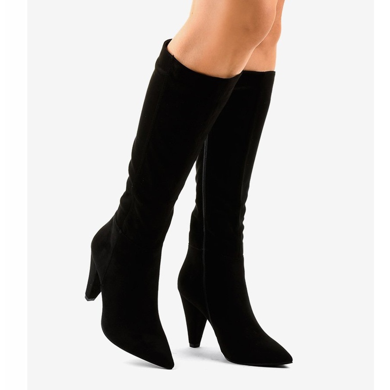 Cizme de damă din piele neagră pe post 8677 negru 2