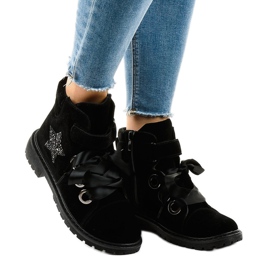 Cizme de drumeție negre cu stea TL51-1 negru 2