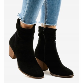 Cizme cowboy din piele de căprioară E2250 negru 2