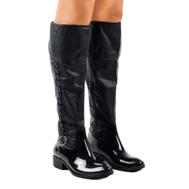 Cizme bleumarin cu lanț A101 albastru marin 1