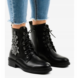 Cizme plate negre cu pietre BH5501 negru 1 Cizme plate negre cu pietre BH5501 negru 1