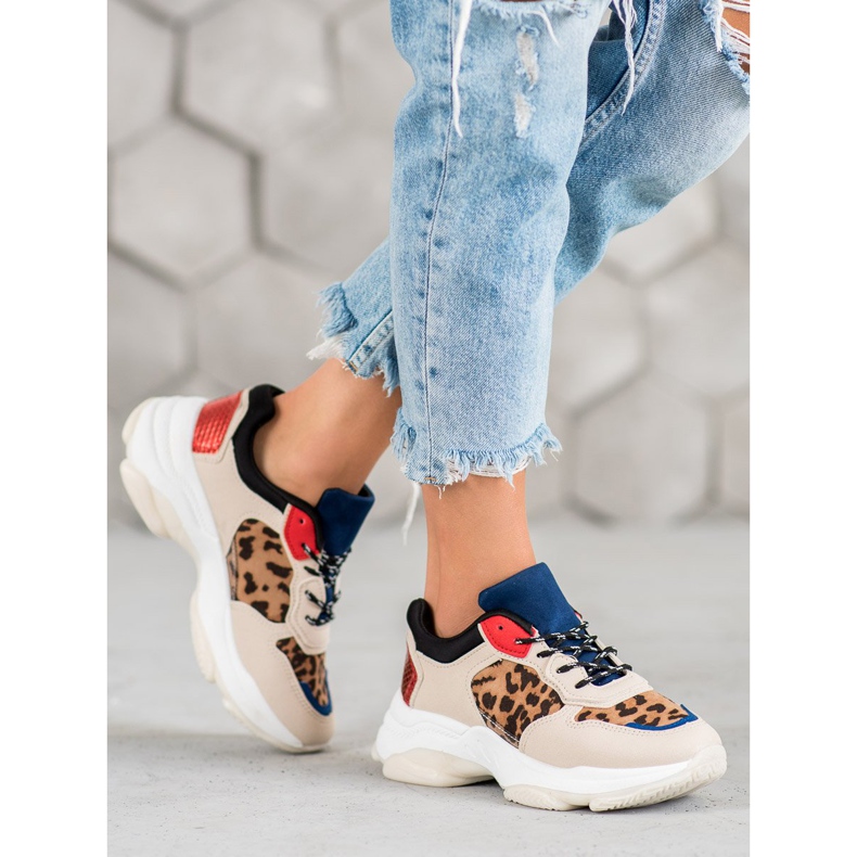 SHELOVET Adidași la modă cu imprimeu leopard maro multicolor 2