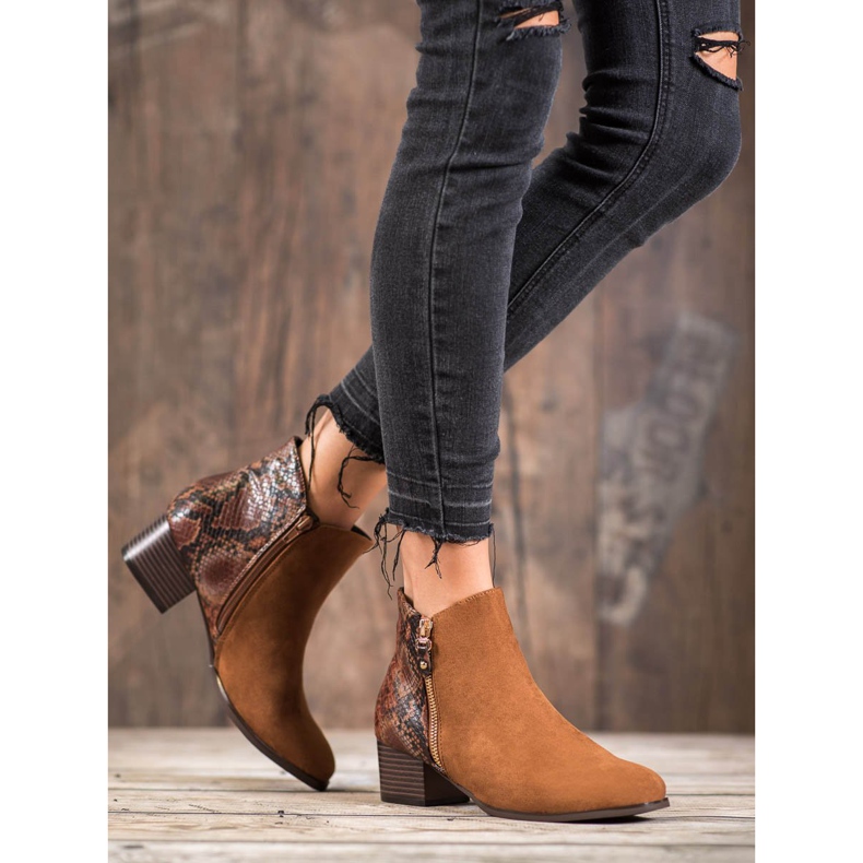 Kylie Cizme cu imprimeu șarpe Camel maro 1