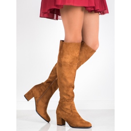 Clowse Cizme înalte din piele de căprioară maro 1