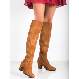 Clowse Cizme înalte din piele de căprioară maro 2