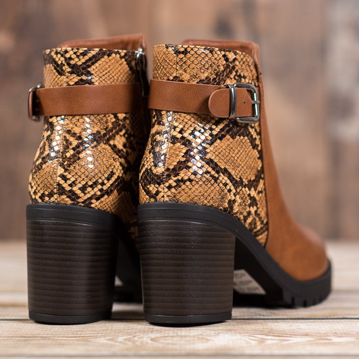 Seastar Cizme cu platformă cu șarpe maro multicolor 1 Seastar Cizme cu platformă cu șarpe maro multicolor 1