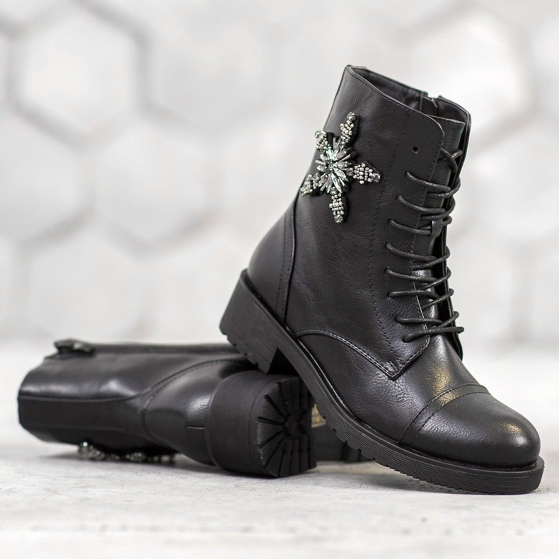 SHELOVET Muncitori clasici cu cristale negru 1