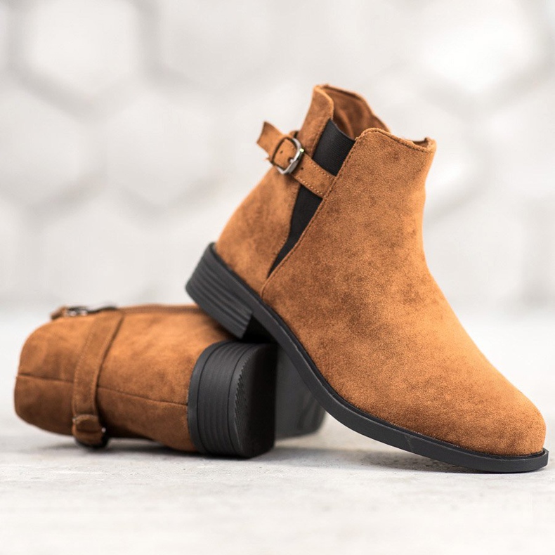 Ideal Shoes Ghete din piele de căprioară maro 1