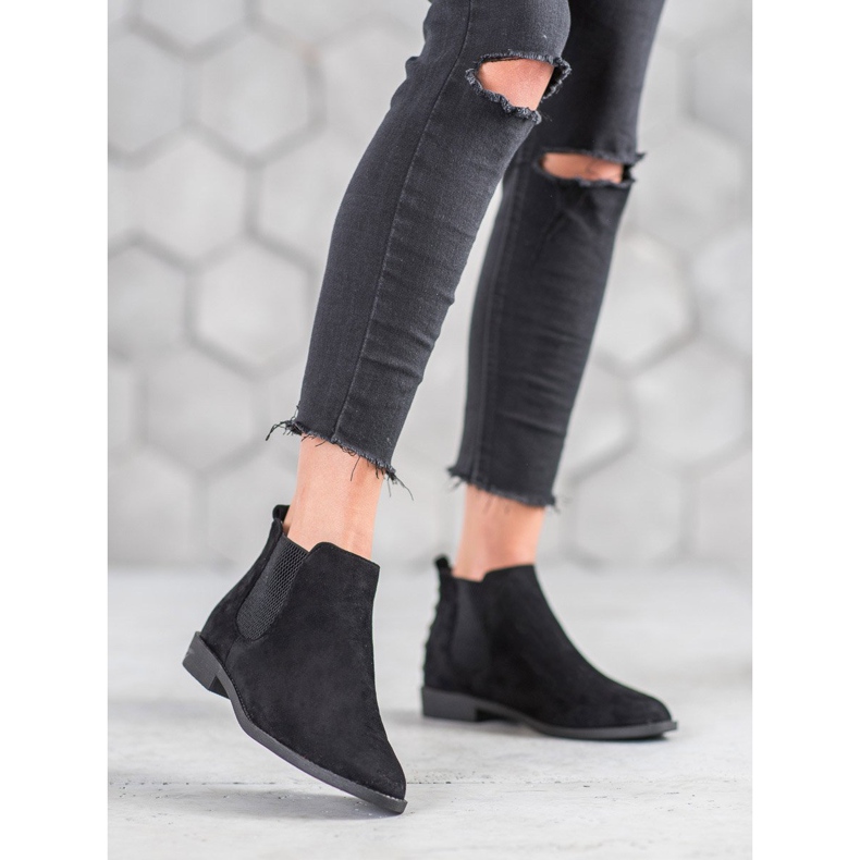 SHELOVET Ghete Chelsea cu perle negru 2