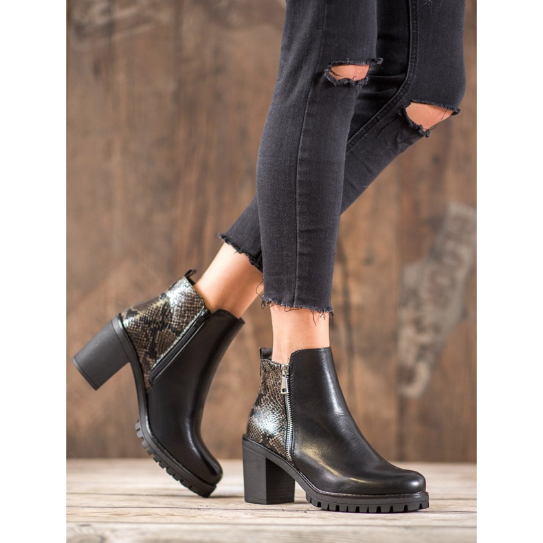 Seastar Cizme cu platformă cu șarpe negru 1