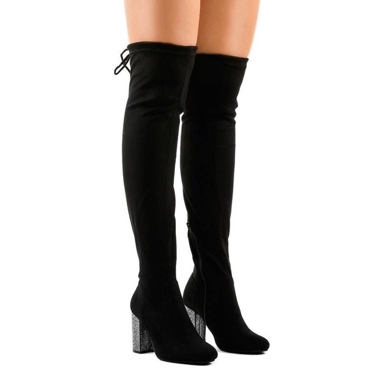 Cizme din piele neagră pe stâlpul 0-235 negru 1