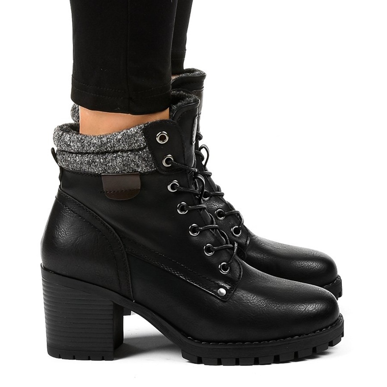 Cizme negre pe stâlp cu piele de oaie Z129 negru 1