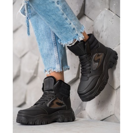 SHELOVET Cizme la modă cu dantelă negru 2