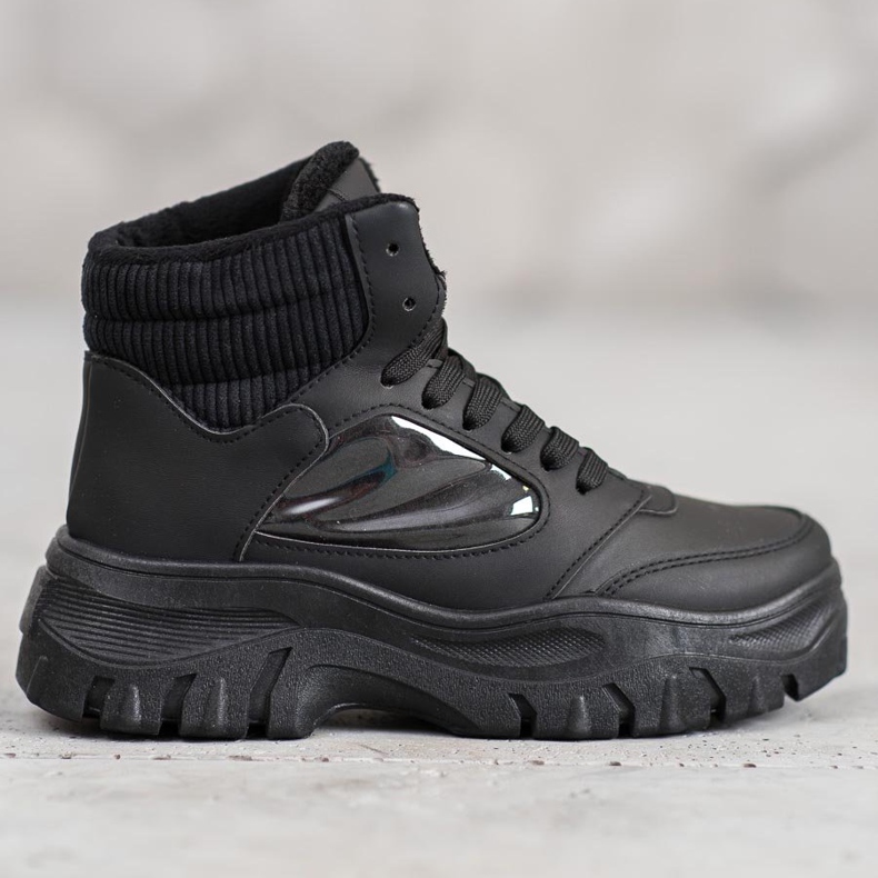 SHELOVET Cizme la modă cu dantelă negru 1