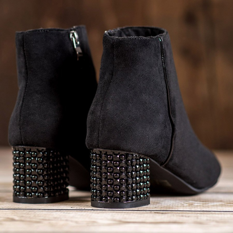 SHELOVET Cizme cu toc decorativ negru 1