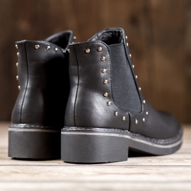 SHELOVET Cizme cu pietre de stras negru 1