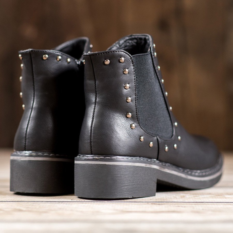 SHELOVET Cizme cu pietre de stras negru 1