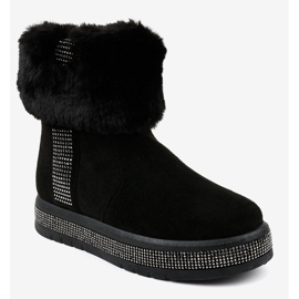 Cizme Eskimo din piele de căprioară izolate negre K-356 negru 1