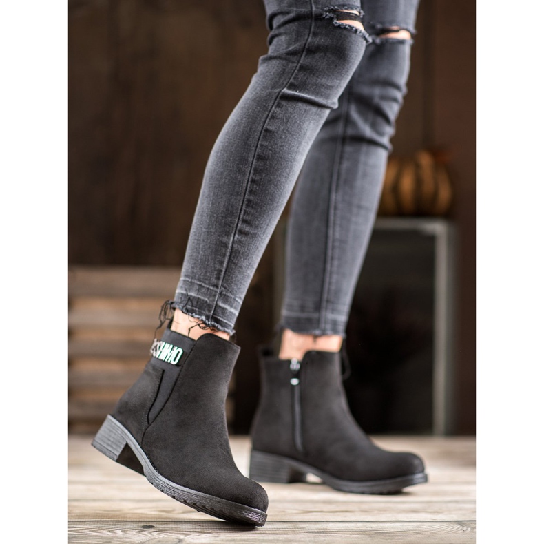 Super Me Cizme din piele de căprioară la modă negru 2