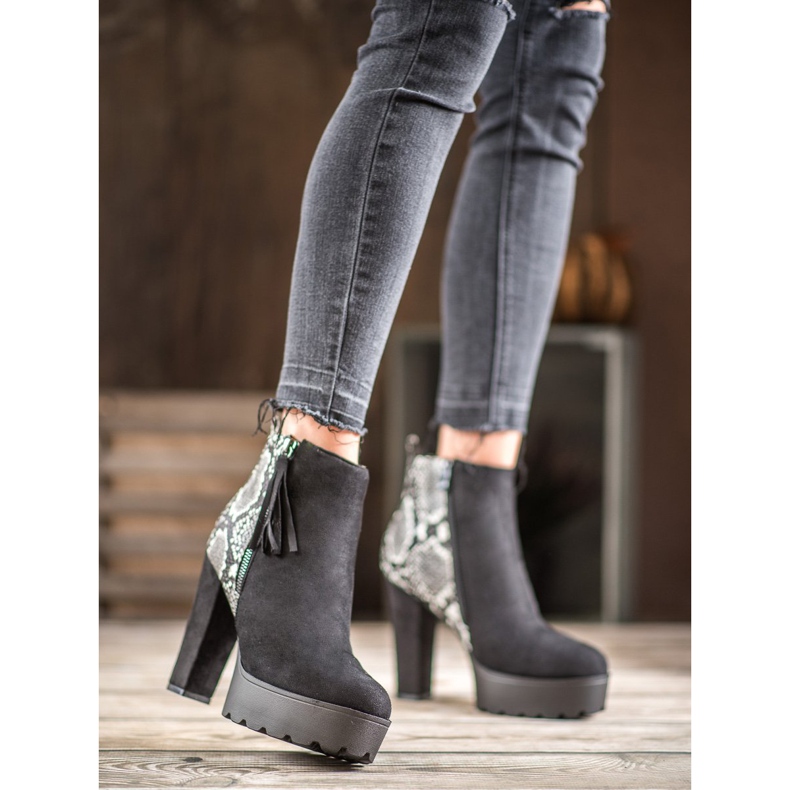 Weide Cizme cu platformă cu șarpe negru 1