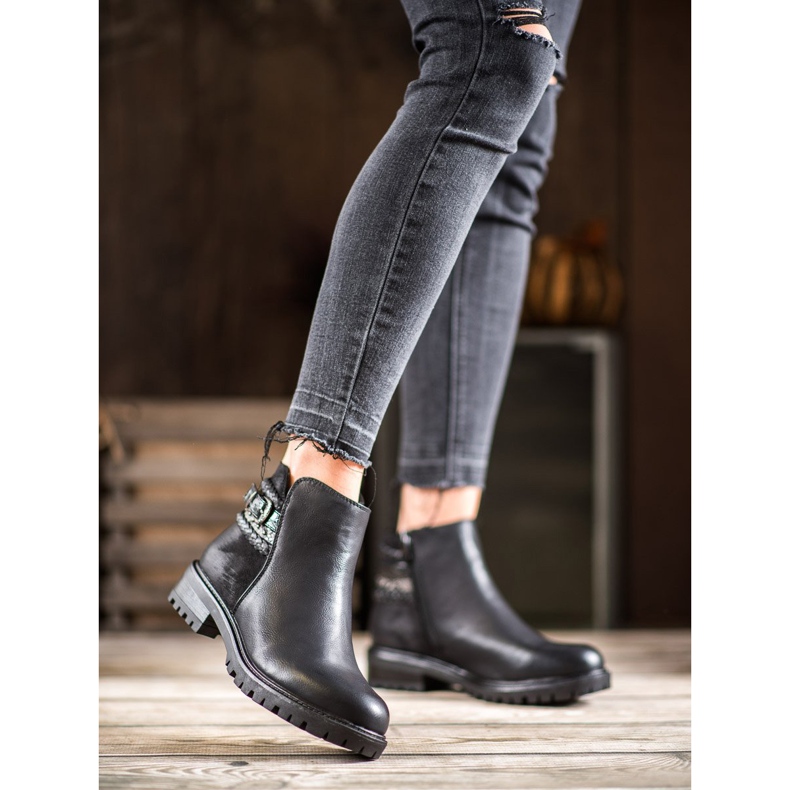 Erynn Muncitori slabi cu centură decorativă negru 2