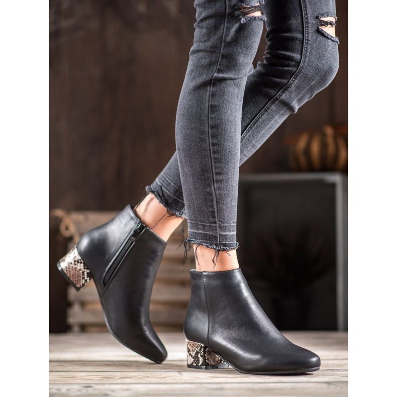 Weide Cizme elegante cu imprimeu șarpe negru multicolor 2