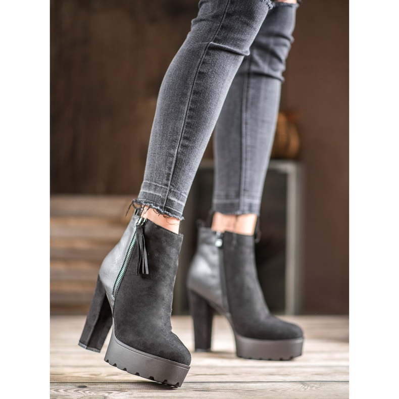 Weide Cizme calde pe platformă negru 1