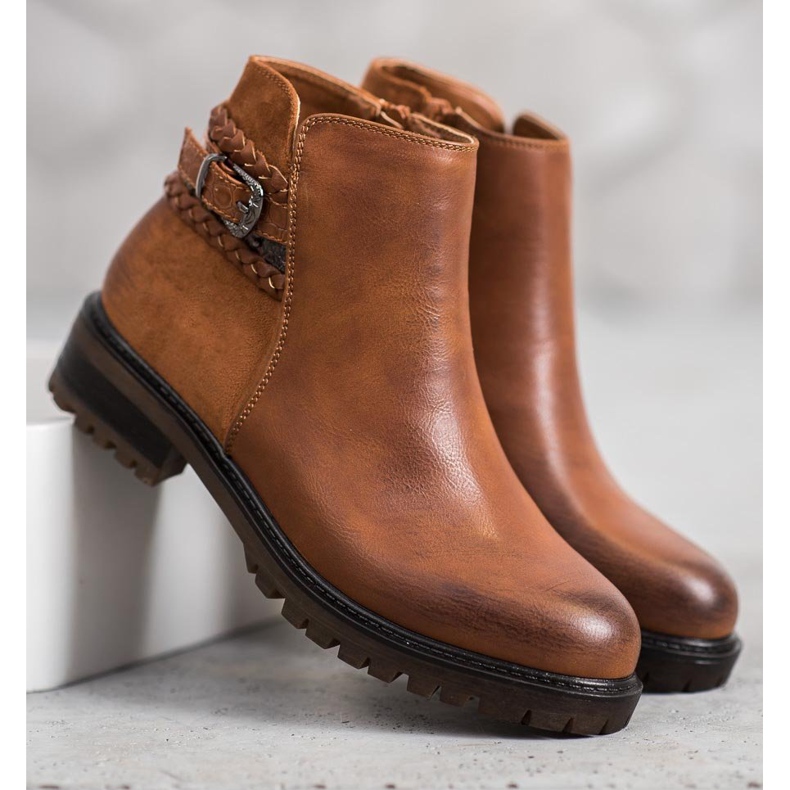 Erynn Muncitori slabi cu centură decorativă maro 1