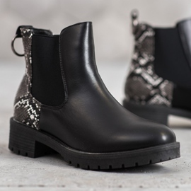 Erino Cizme înalte Chelsea cu șarpe negru 1