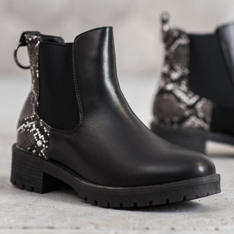 Erino Cizme înalte Chelsea cu șarpe negru 1