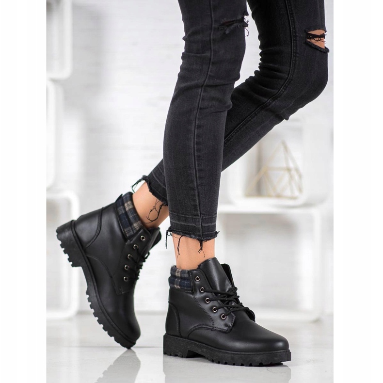 SHELOVET Trappers confortabili pe platformă negru 2