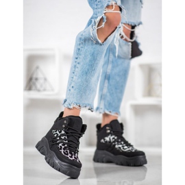 SHELOVET Adidași cu imprimeu leopard negru 2