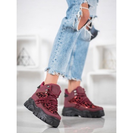 SHELOVET Adidași cu imprimeu leopard roșu 1
