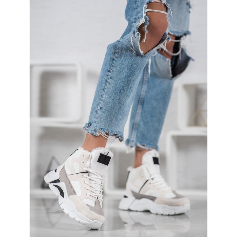 Bella Paris Adidași cu blană alb multicolor 1