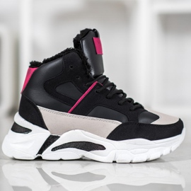 Bella Paris Adidași cu blană negru multicolor 2