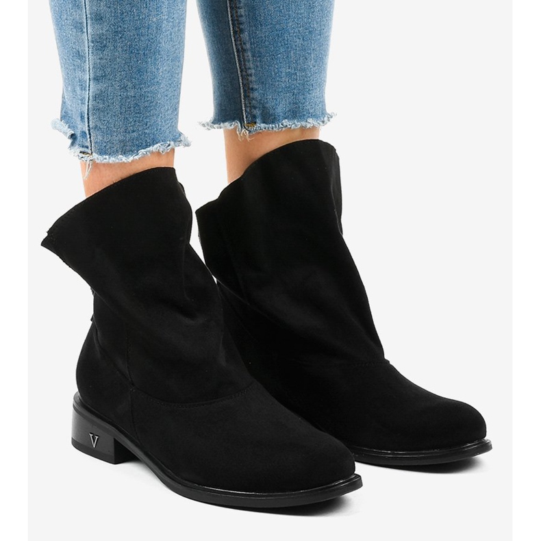 Cizme plate negre cu izolație 6672-6 negru 1