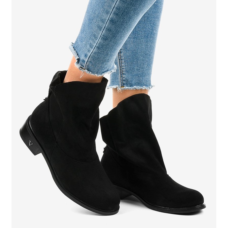 Cizme plate negre cu izolație 6672-6 negru 2