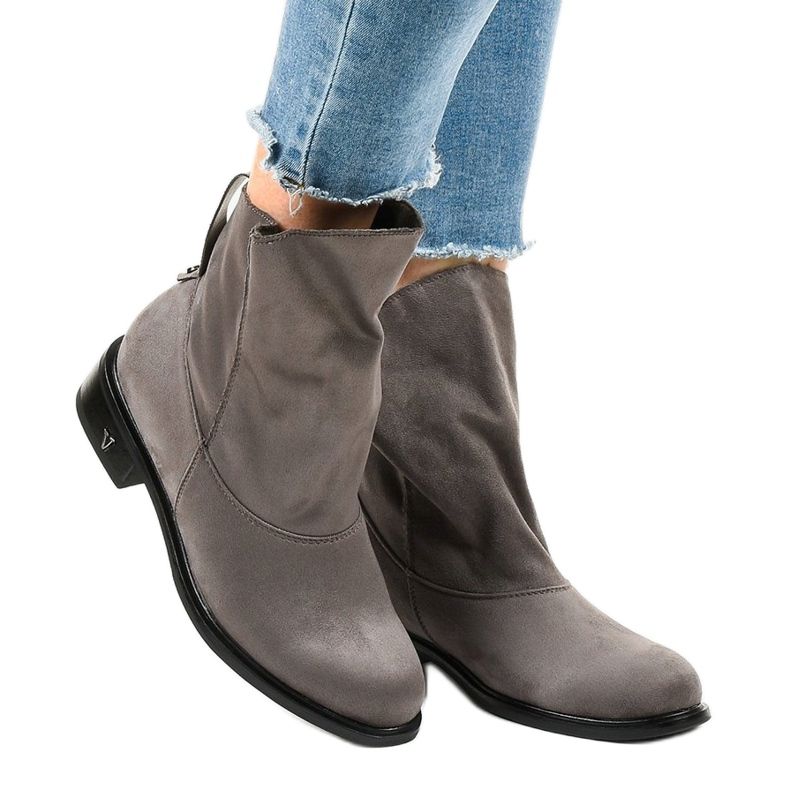 Cizme plate cu izolație gri 6672-7 1