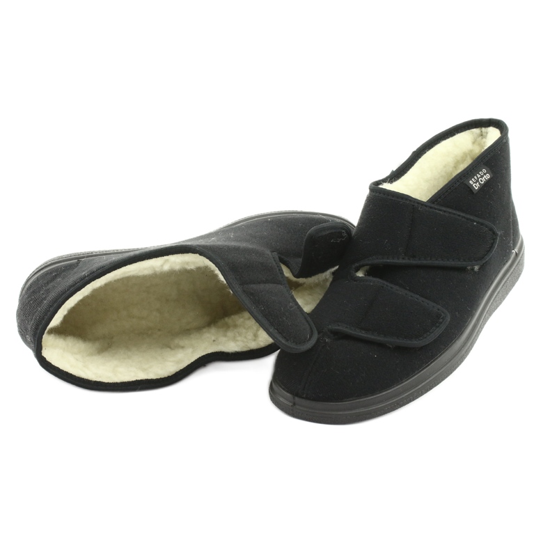 Dr.Orto Befado papuci caldi pentru barbati cu Velcro, pu 986M011, negru 4